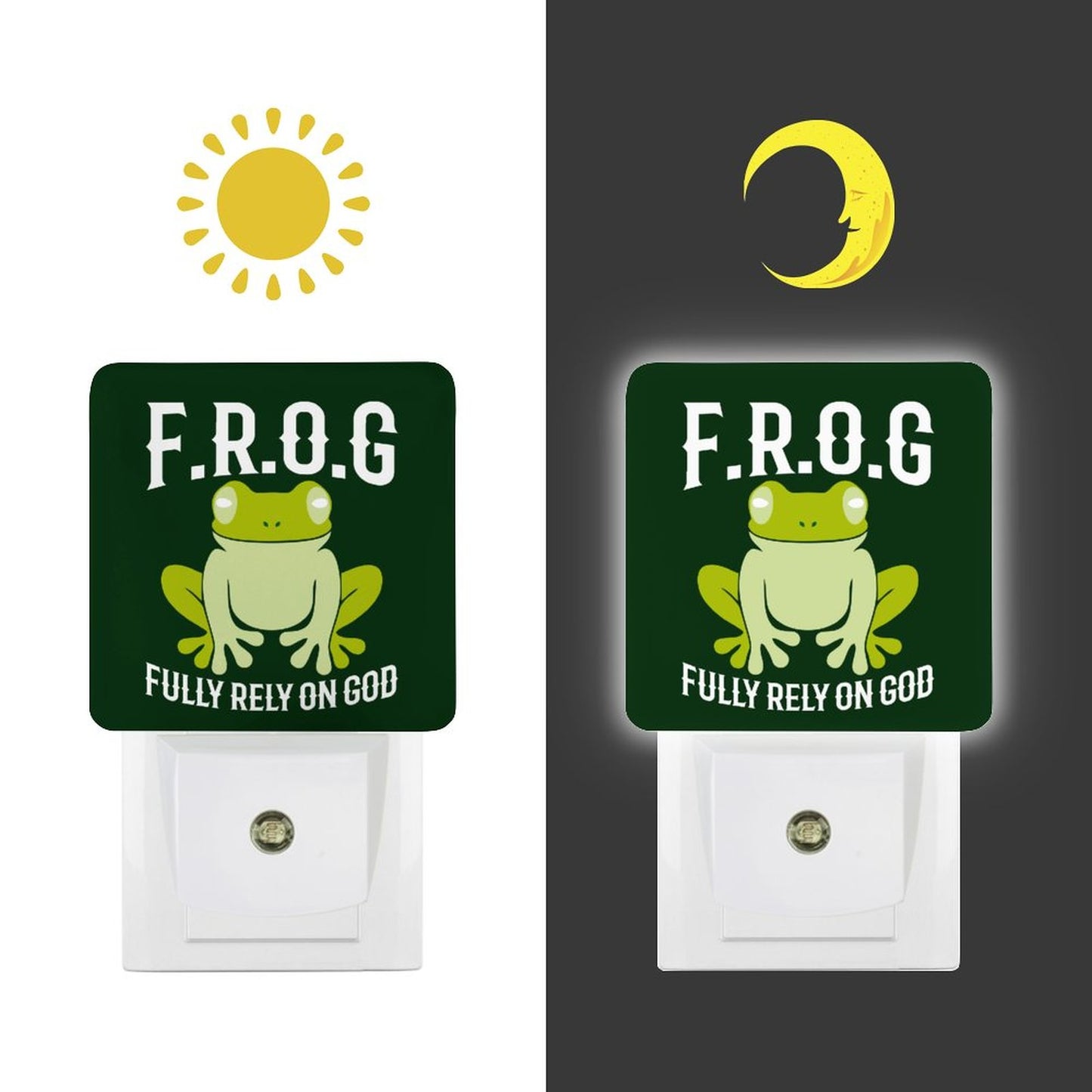 Fully Rely On Him (frog) Christian Night Light For Kids - ClaimedbyGodDesigns