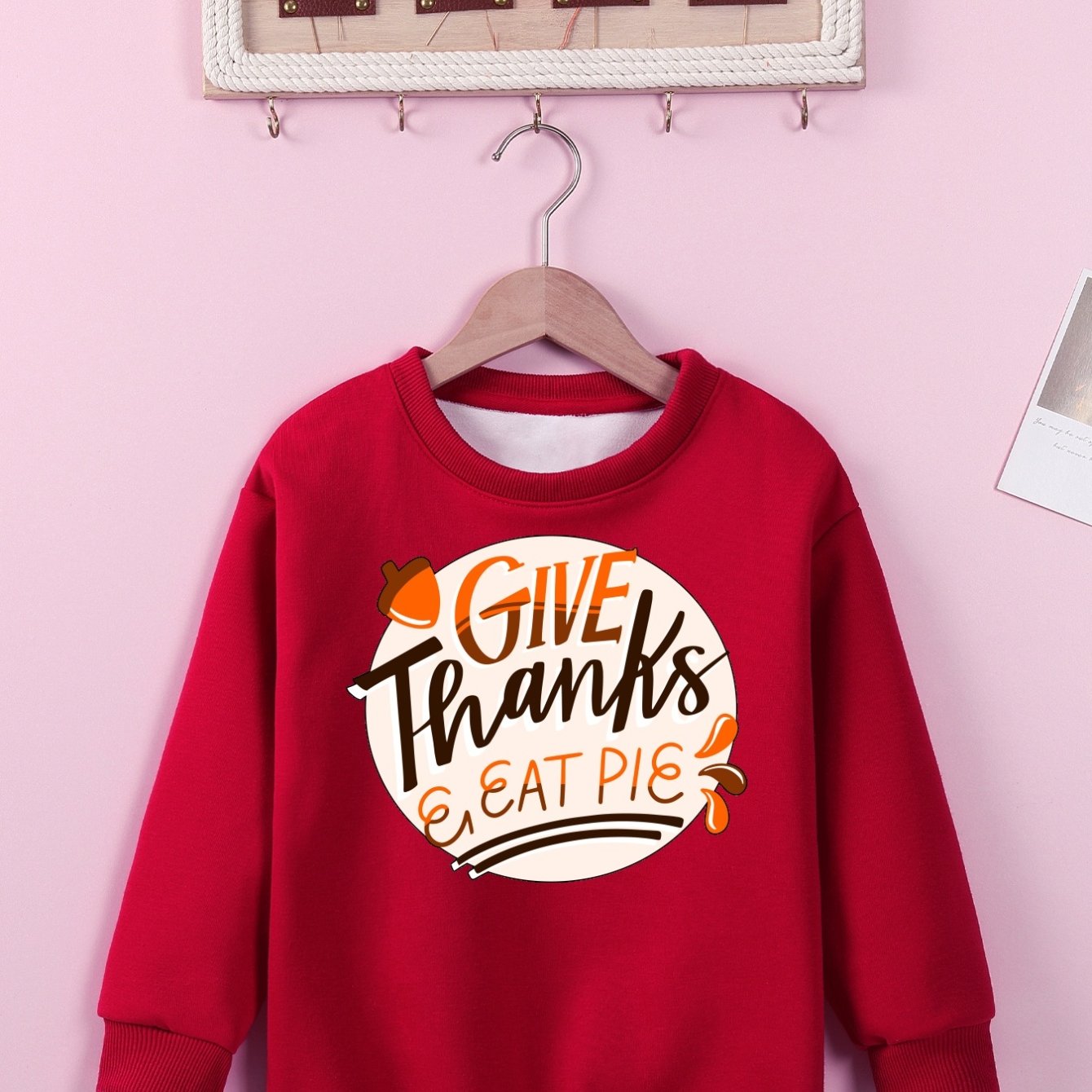 Give Thanks & Eat Pie (thanksgiving themed) Youth Christian Pullover Sweatshirt claimedbygoddesigns