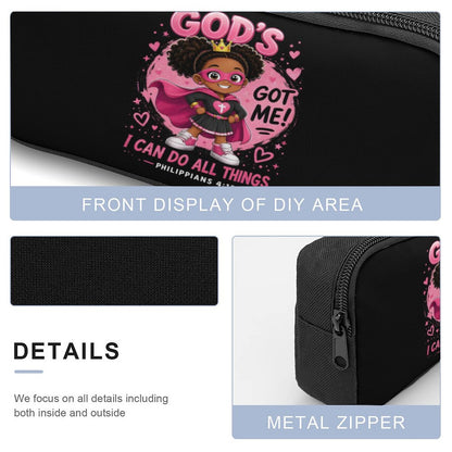 God's Got Me Girl Christian 3 PCS Bag Set (Backpack, Lunch Bag and Pencil Case)