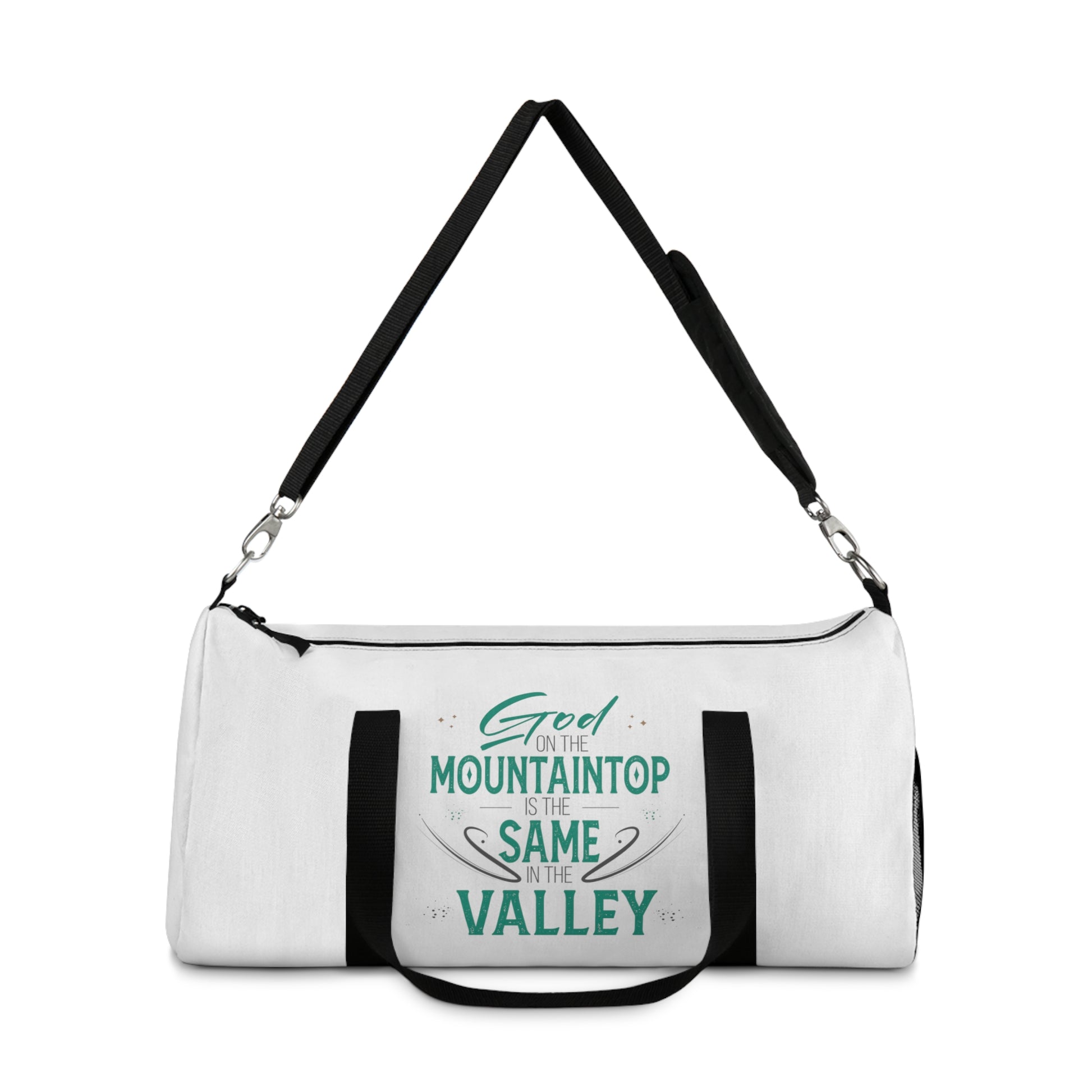 God On The Mountaintop Is The Same In The Valley Christian Duffel Bag Printify