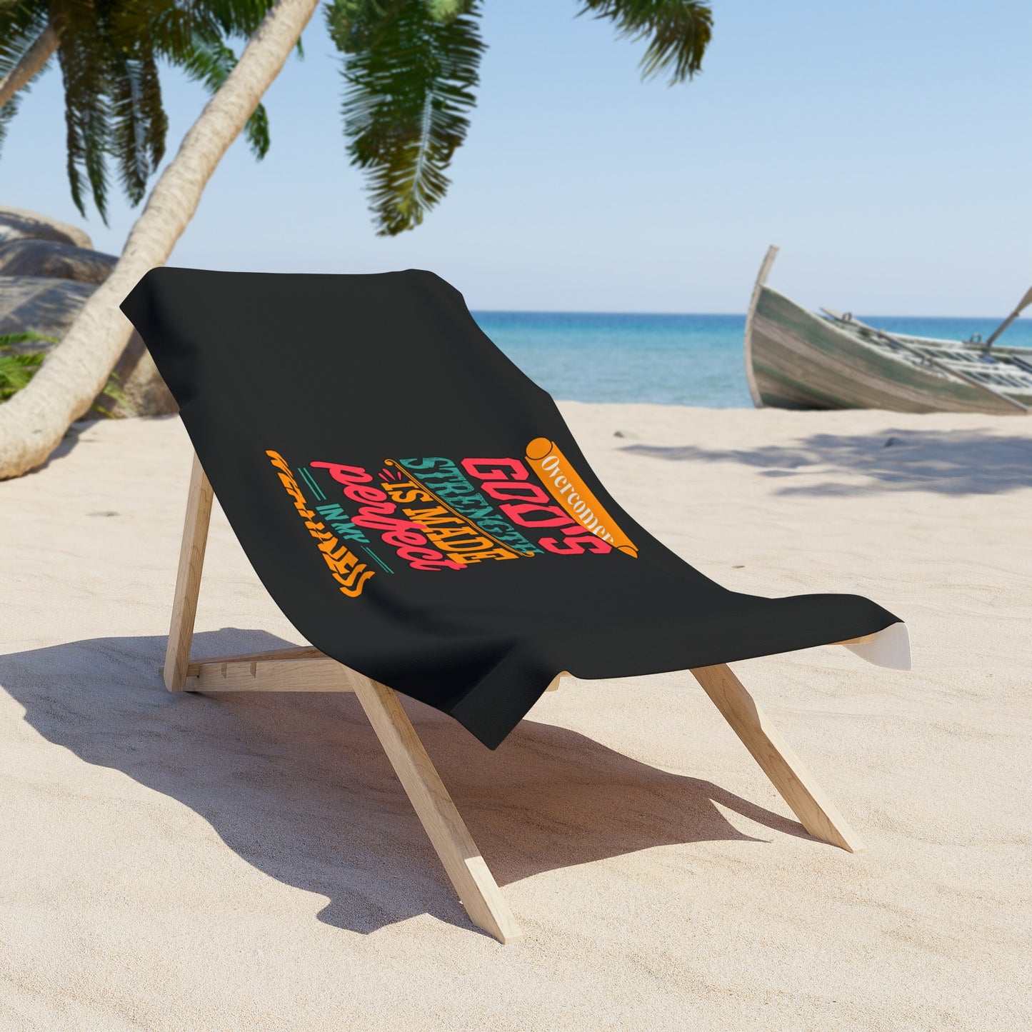 Overcomer God's Strength Is Made Perfect In My Weakness Christian Beach Towel Printify