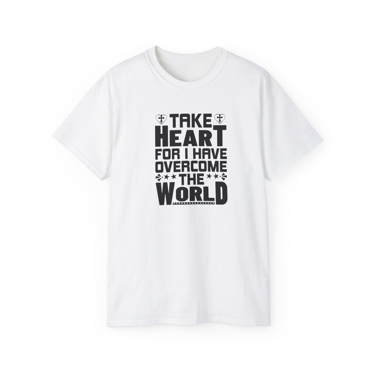 Take Heart For I Have Overcome The World Unisex Christian Ultra Cotton Tee Printify