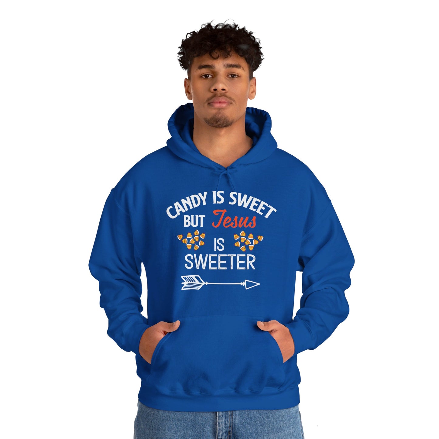 Candy Is Sweet Jesus Is Sweeter Halloween Unisex Christian Pullover Hooded Sweatshirt