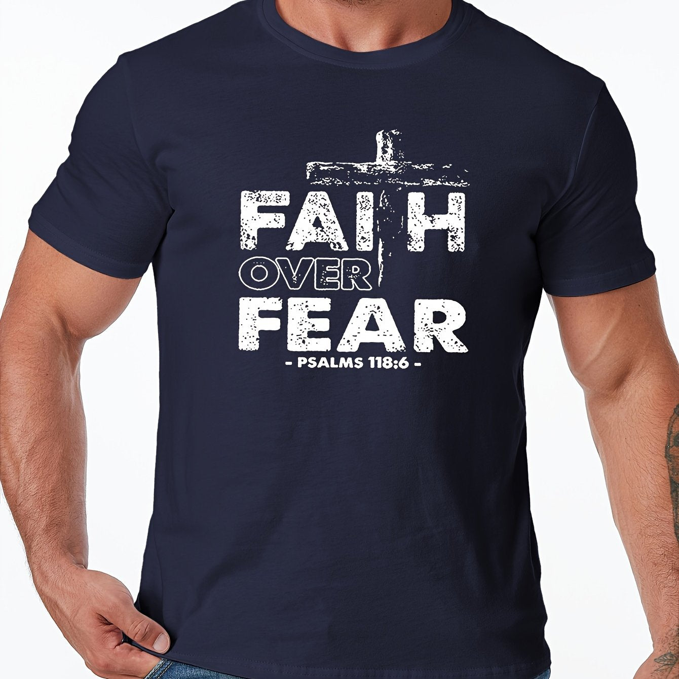 Faith Over Fear Men's Christian T-shirt claimedbygoddesigns
