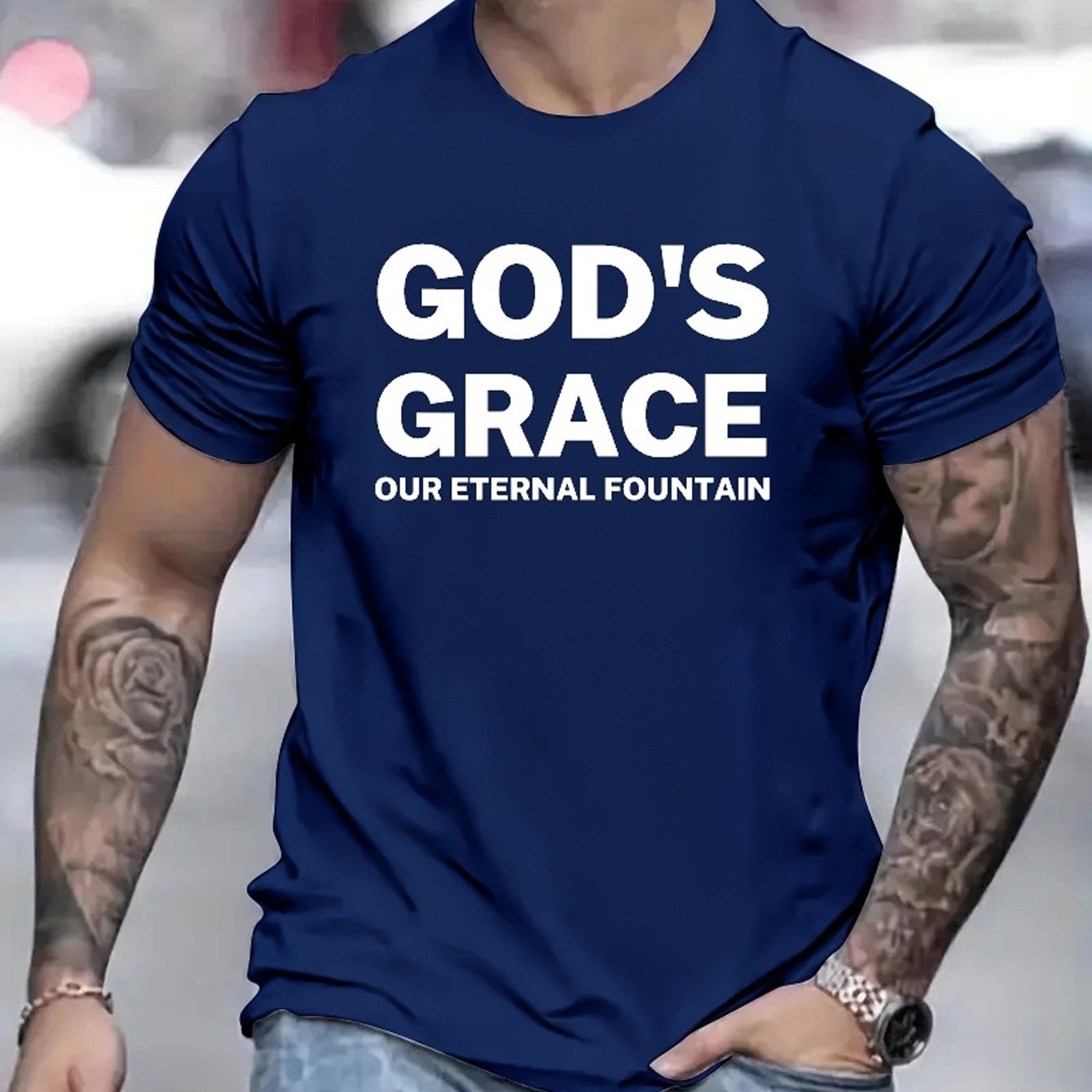 God's Grace Our Eternal Fountain Men's Christian T-shirt claimedbygoddesigns