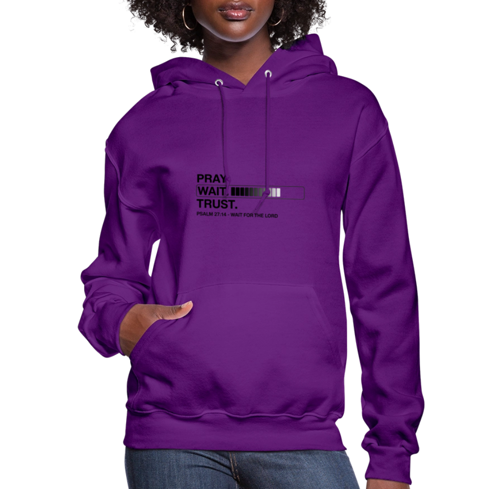 Pray Wait Trust Women's Christian Hooded Sweatshirt - purple