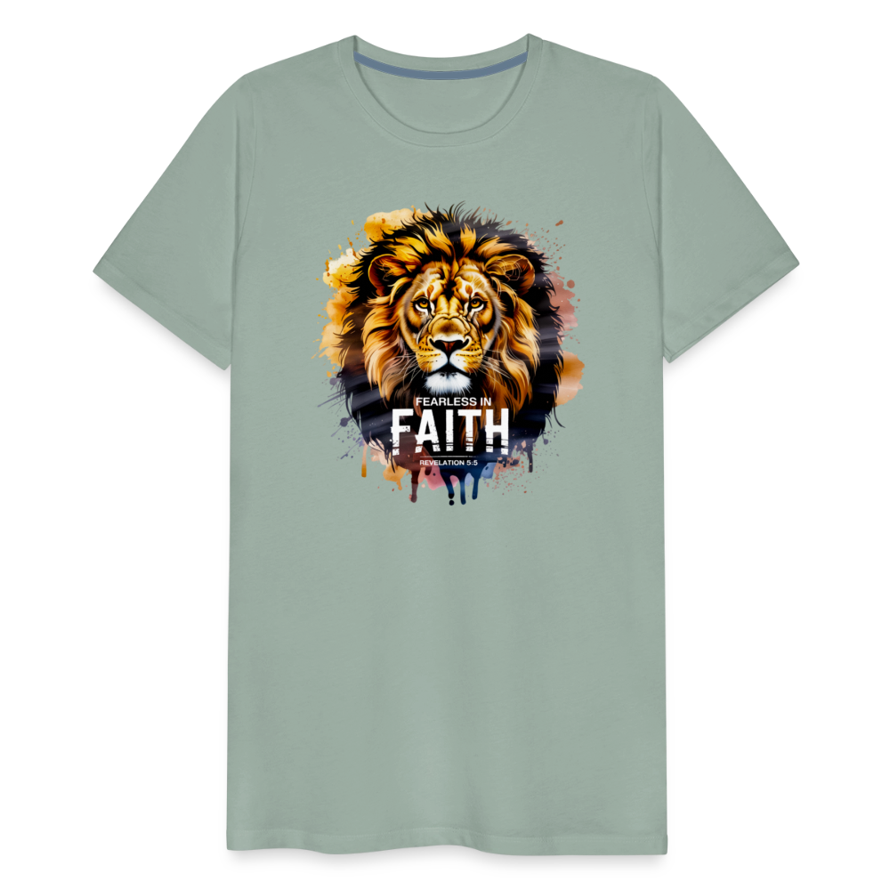 Fearless In Faith Men's Christian Premium T-Shirt - steel green
