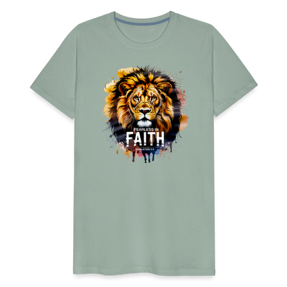 Fearless In Faith Men's Christian Premium T-Shirt - steel green