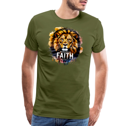 Fearless In Faith Men's Christian Premium T-Shirt - olive green