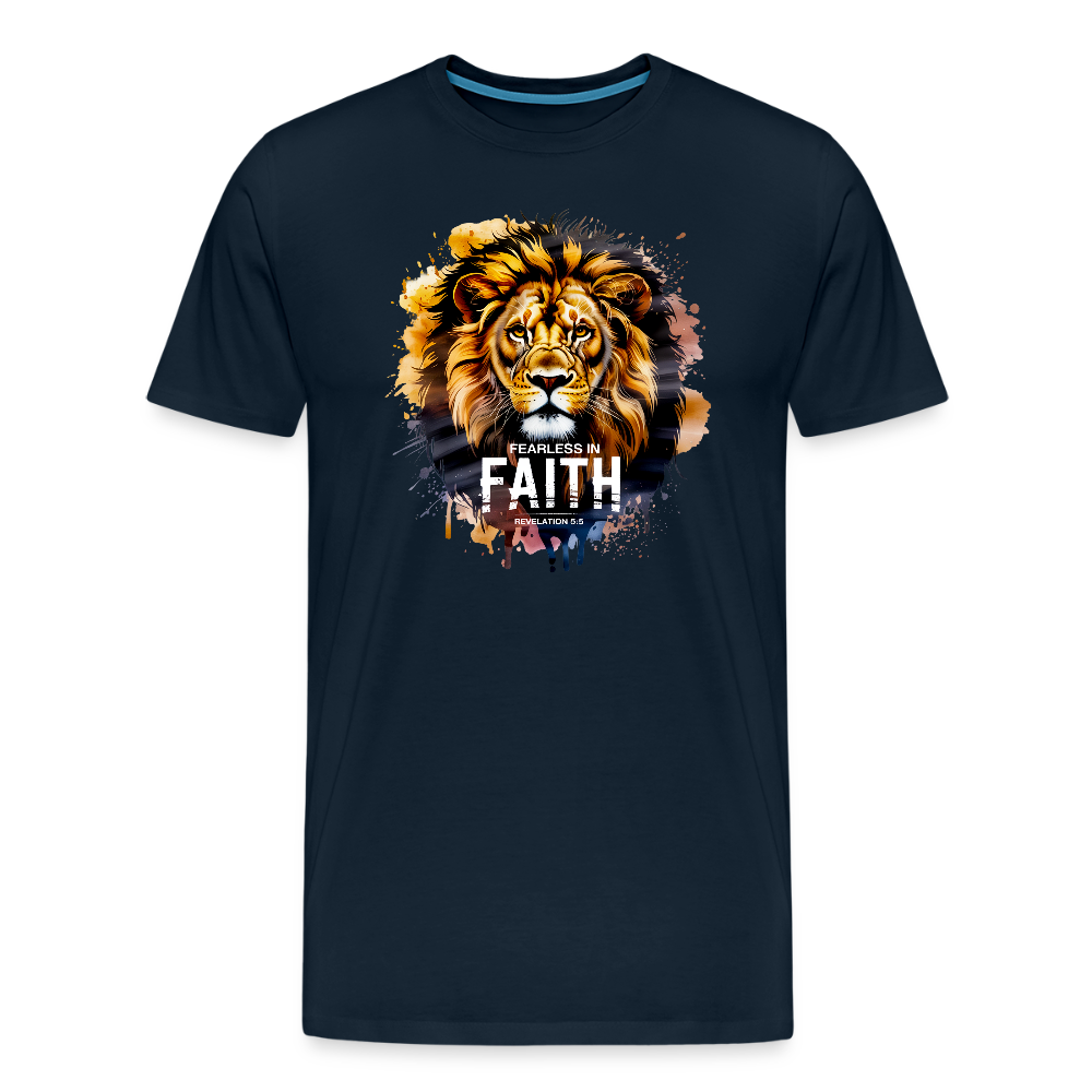 Fearless In Faith Men's Christian Premium T-Shirt - deep navy