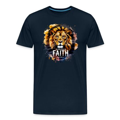 Fearless In Faith Men's Christian Premium T-Shirt - deep navy