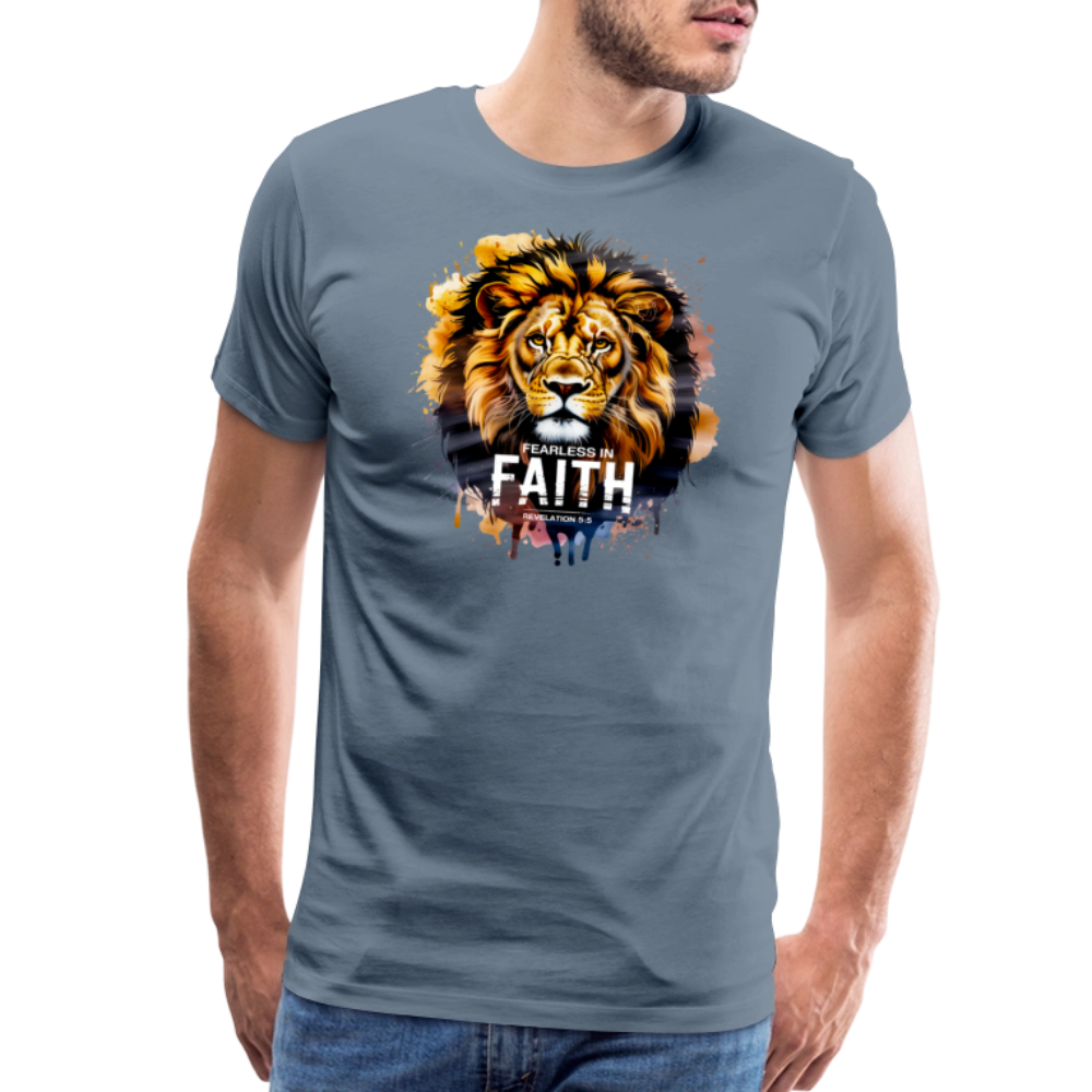 Fearless In Faith Men's Christian Premium T-Shirt - steel blue