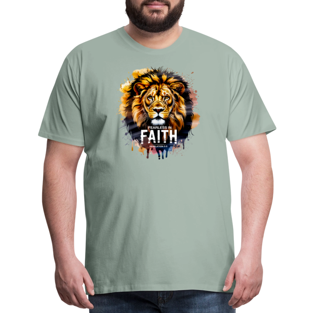 Fearless In Faith Men's Christian Premium T-Shirt - steel green
