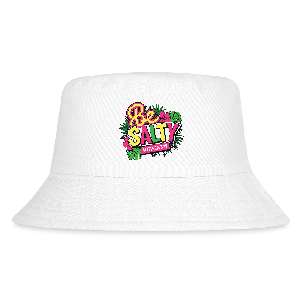Be Salty Kid's Christian Bucket Hat - white