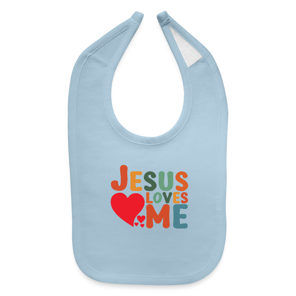 He Loves Me Christian Baby Bib - light blue