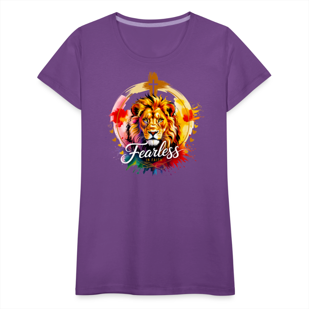 Fearless in Faith Christian Women’s Premium T-Shirt - purple