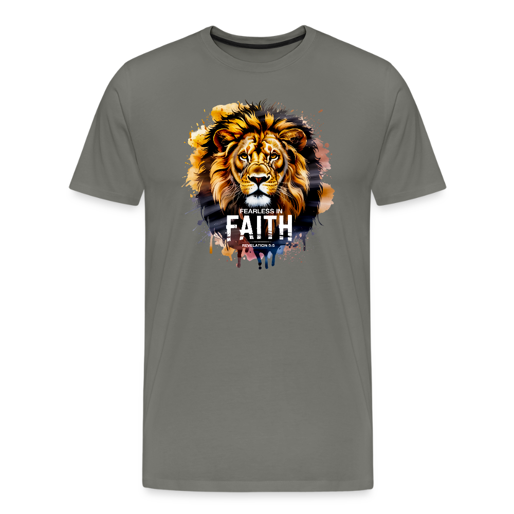 Fearless In Faith Men's Christian Premium T-Shirt - asphalt gray