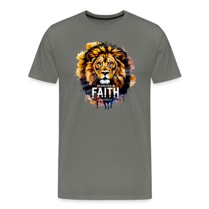 Fearless In Faith Men's Christian Premium T-Shirt - asphalt gray