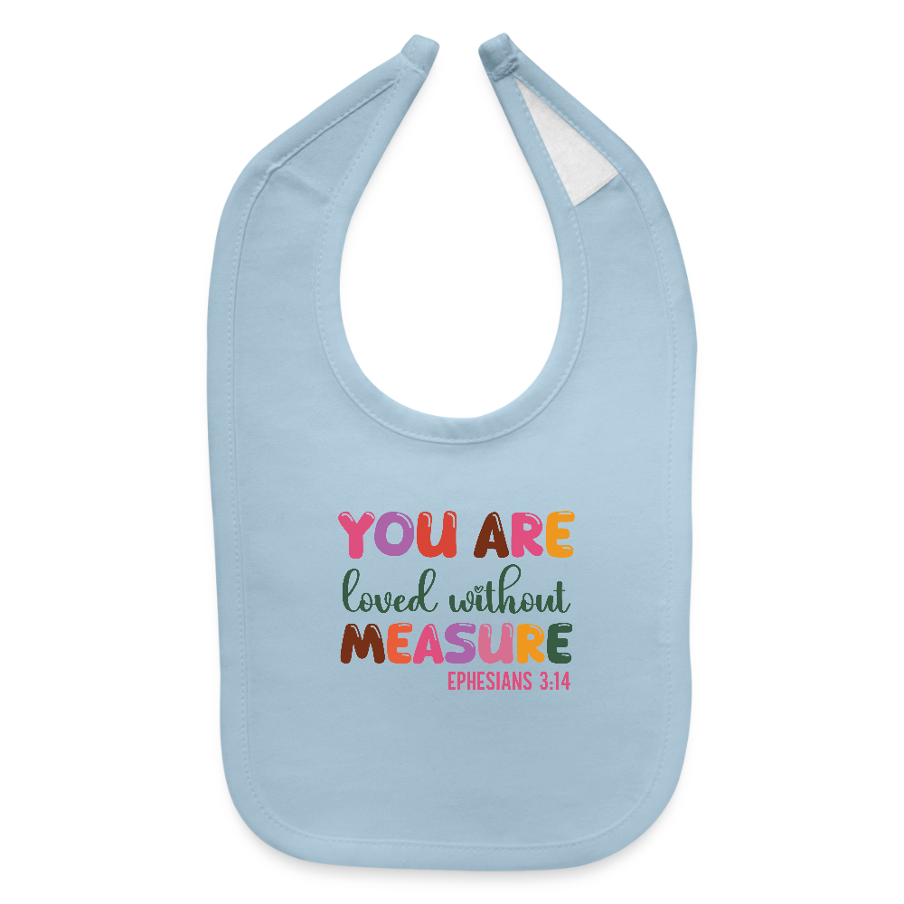 Loved Without Measure Christian Baby Bib - light blue