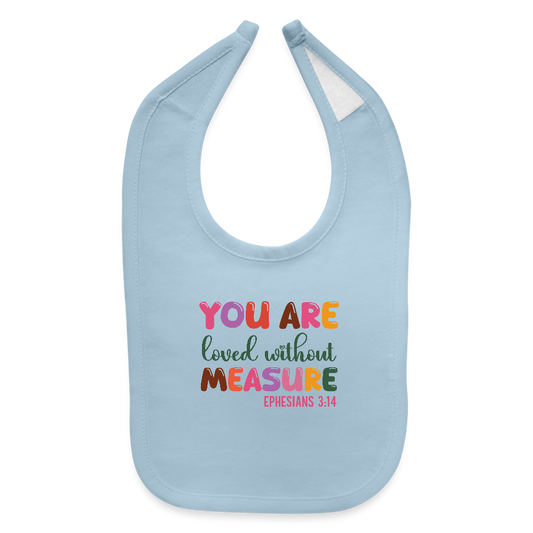 Loved Without Measure Christian Baby Bib - light blue