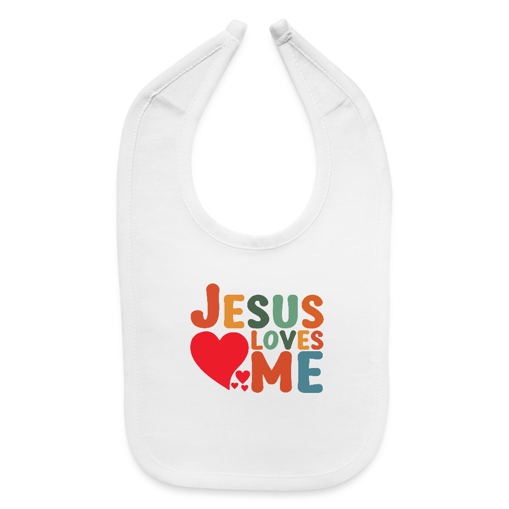 He Loves Me Christian Baby Bib - white
