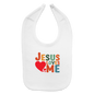 He Loves Me Christian Baby Bib - white