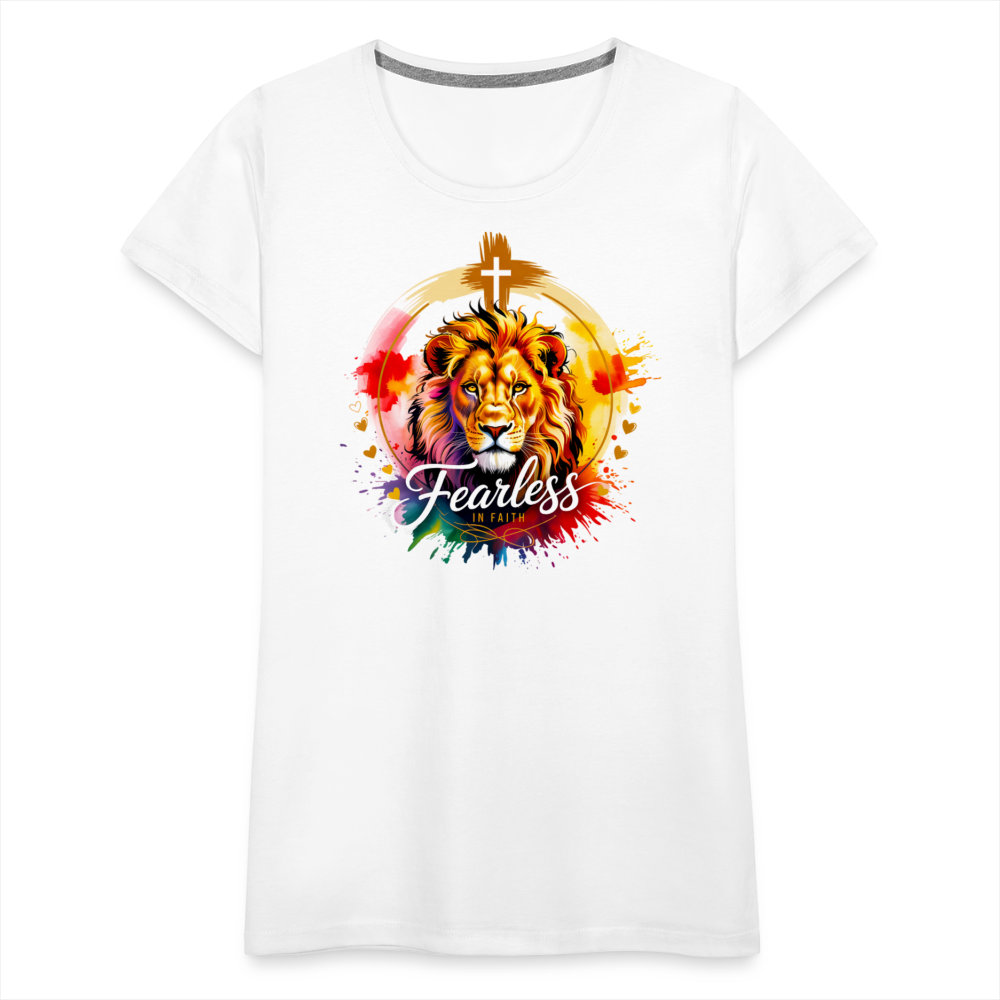 Fearless in Faith Christian Women’s Premium T-Shirt - white