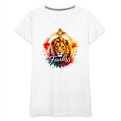 Fearless in Faith Christian Women’s Premium T-Shirt - white