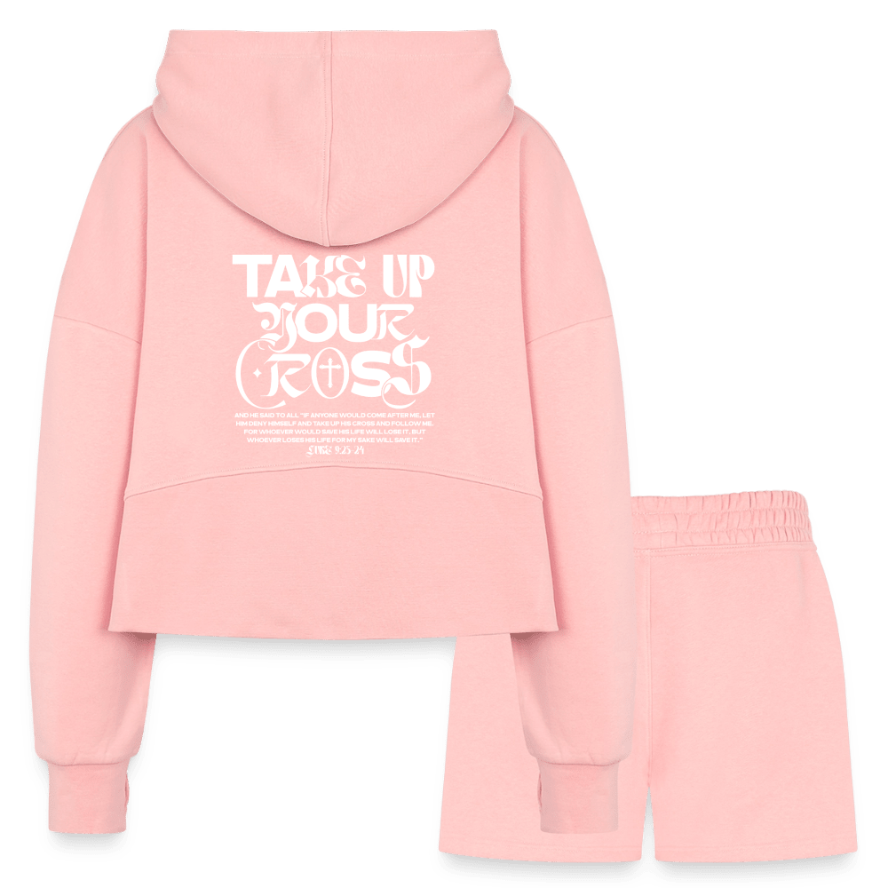 Disciple Of Christ Women’s Christian Cropped Hoodie & Jogger Short Set - ClaimedbyGodDesigns