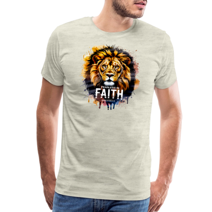 Fearless In Faith Men's Christian Premium T-Shirt - heather oatmeal