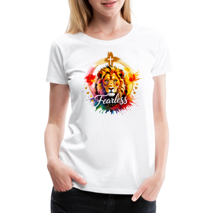 Fearless in Faith Christian Women’s Premium T-Shirt - white