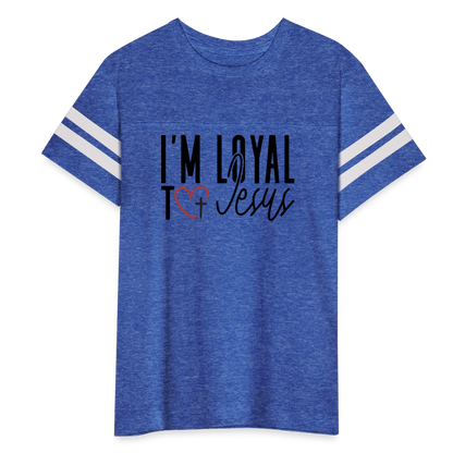 I'm Loyal Youth Christian Football T-shirt - vintage royal/white