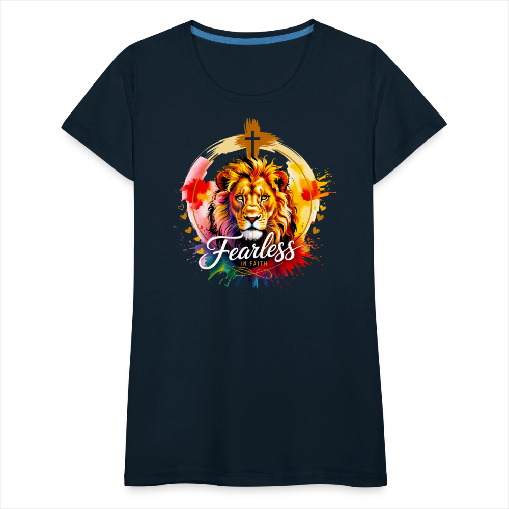 Fearless in Faith Christian Women’s Premium T-Shirt - deep navy