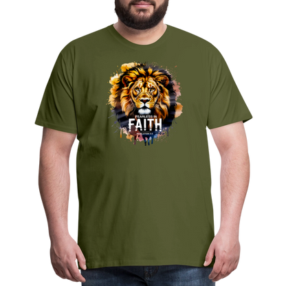 Fearless In Faith Men's Christian Premium T-Shirt - olive green