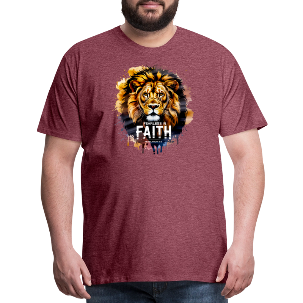 Fearless In Faith Men's Christian Premium T-Shirt - heather burgundy