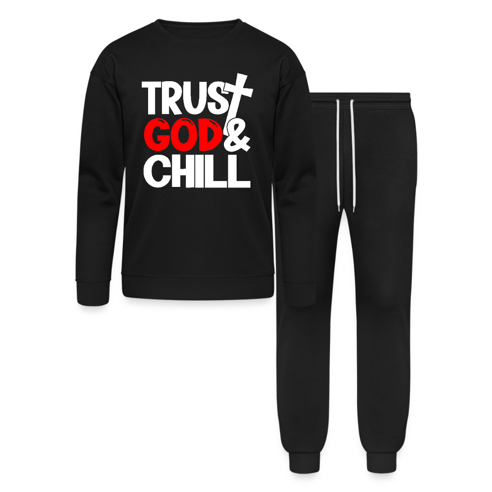 Trust Him And Chill Unisex Casual Christian  Lounge Wear Outfit - black