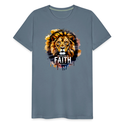 Fearless In Faith Men's Christian Premium T-Shirt - steel blue