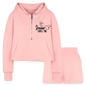 He Loves You Women’s Christian Cropped Hoodie & Jogger Short Set - light pink