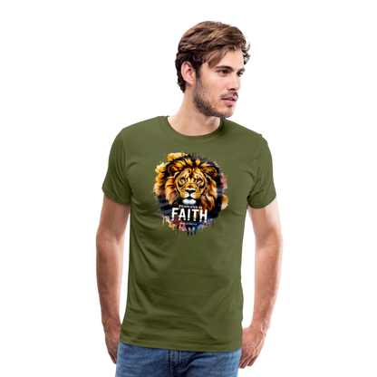 Fearless In Faith Men's Christian Premium T-Shirt - olive green