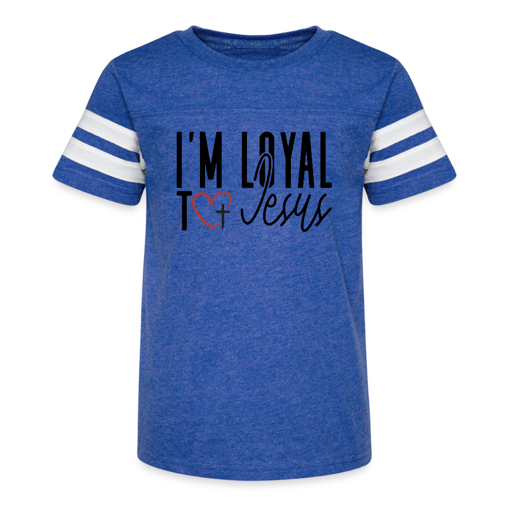 I'm Loyal Youth Christian Football T-shirt - vintage royal/white