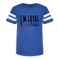 I'm Loyal Youth Christian Football T-shirt - vintage royal/white