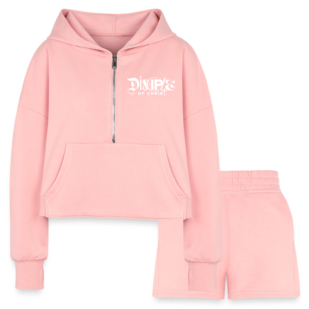 Disciple Of Christ Women’s Christian Cropped Hoodie & Jogger Short Set - ClaimedbyGodDesigns