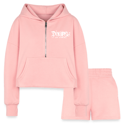Disciple Of Christ Women’s Christian Cropped Hoodie & Jogger Short Set - ClaimedbyGodDesigns