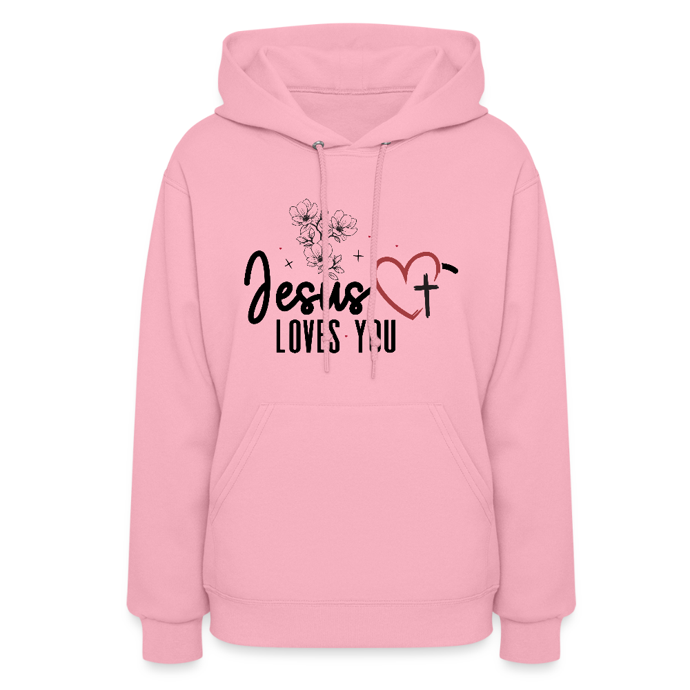 He Loves You Women's Christian Hooded Pullover Sweatshirt - classic pink