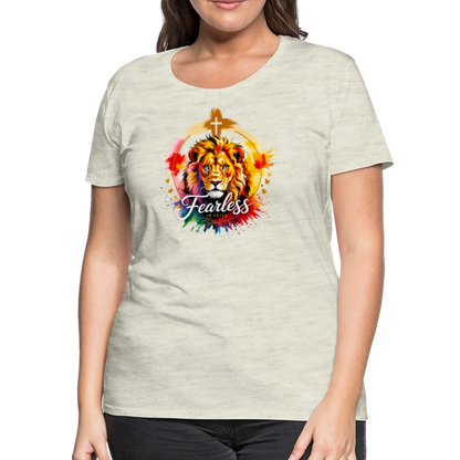 Fearless in Faith Christian Women’s Premium T-Shirt - heather oatmeal