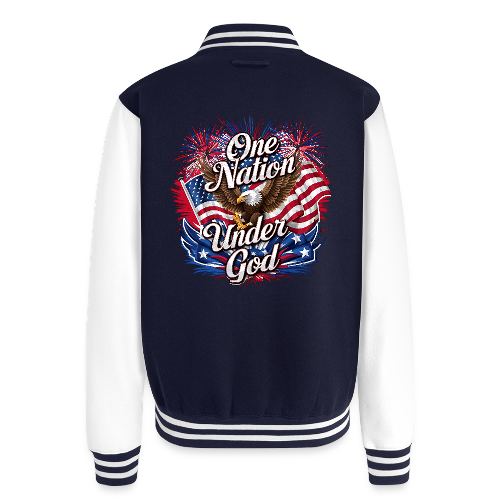 One Nation Men's Christian Heavyweight Letterman Jacket - navy/white