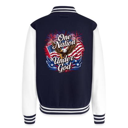 One Nation Men's Christian Heavyweight Letterman Jacket - navy/white