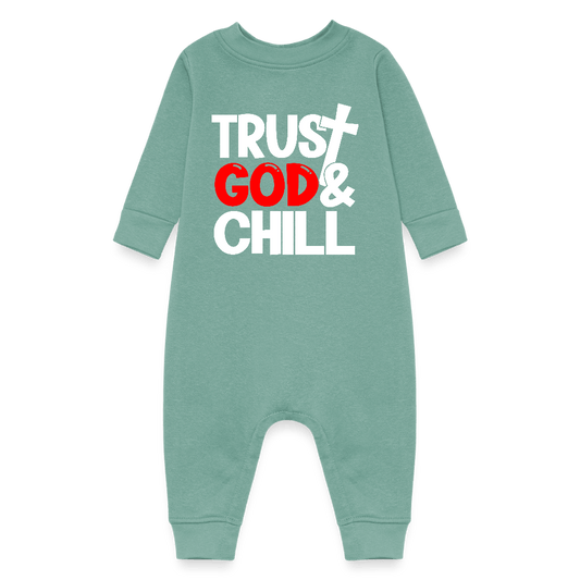Trust Him And Chill Christian Baby Fleece Jumpsuit - ClaimedbyGodDesigns