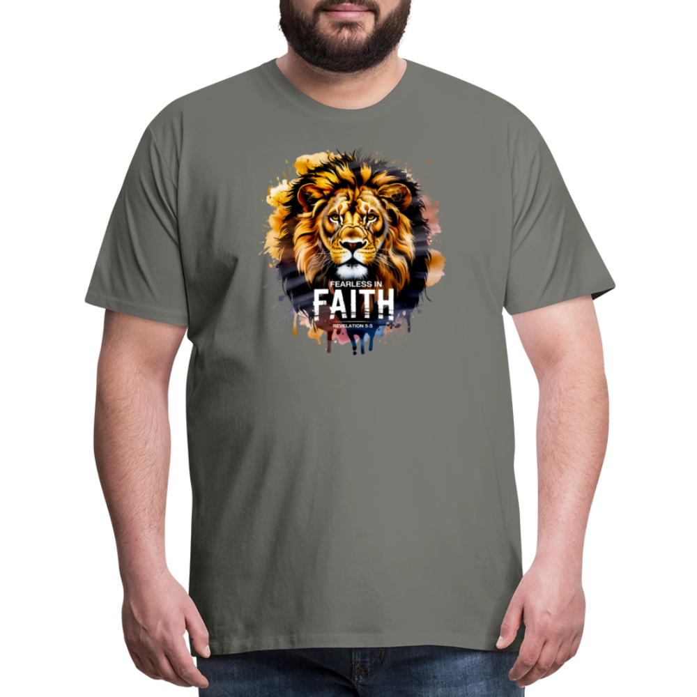 Fearless In Faith Men's Christian Premium T-Shirt - asphalt gray