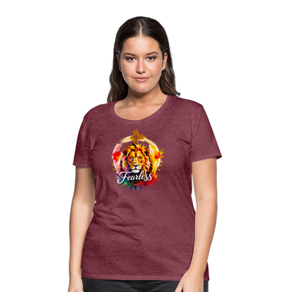 Fearless in Faith Christian Women’s Premium T-Shirt - heather burgundy